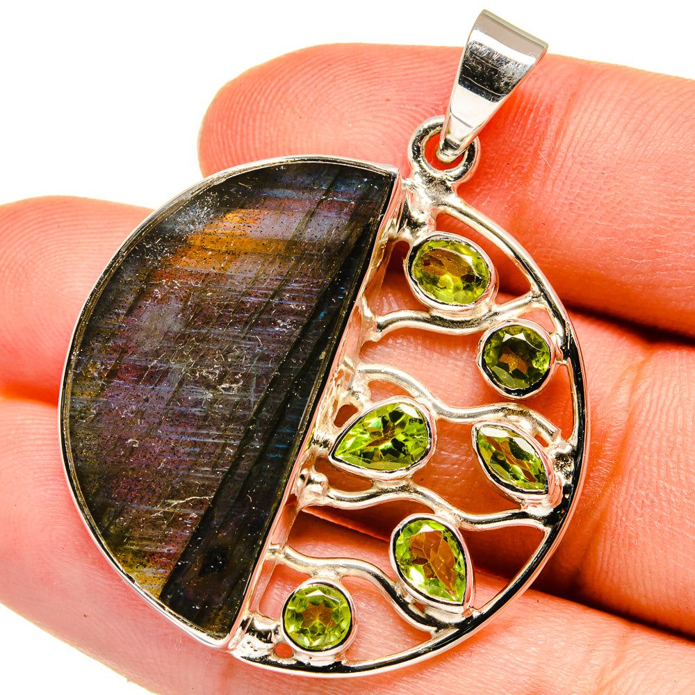 Labradorite, Peridot Pendants handcrafted by Anasilvercos - PD15376