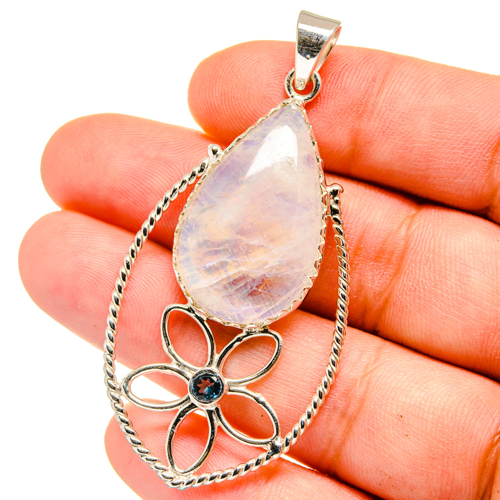 Rainbow Moonstone, Tanzanite Pendants handcrafted by Anasilvercos - PD15390