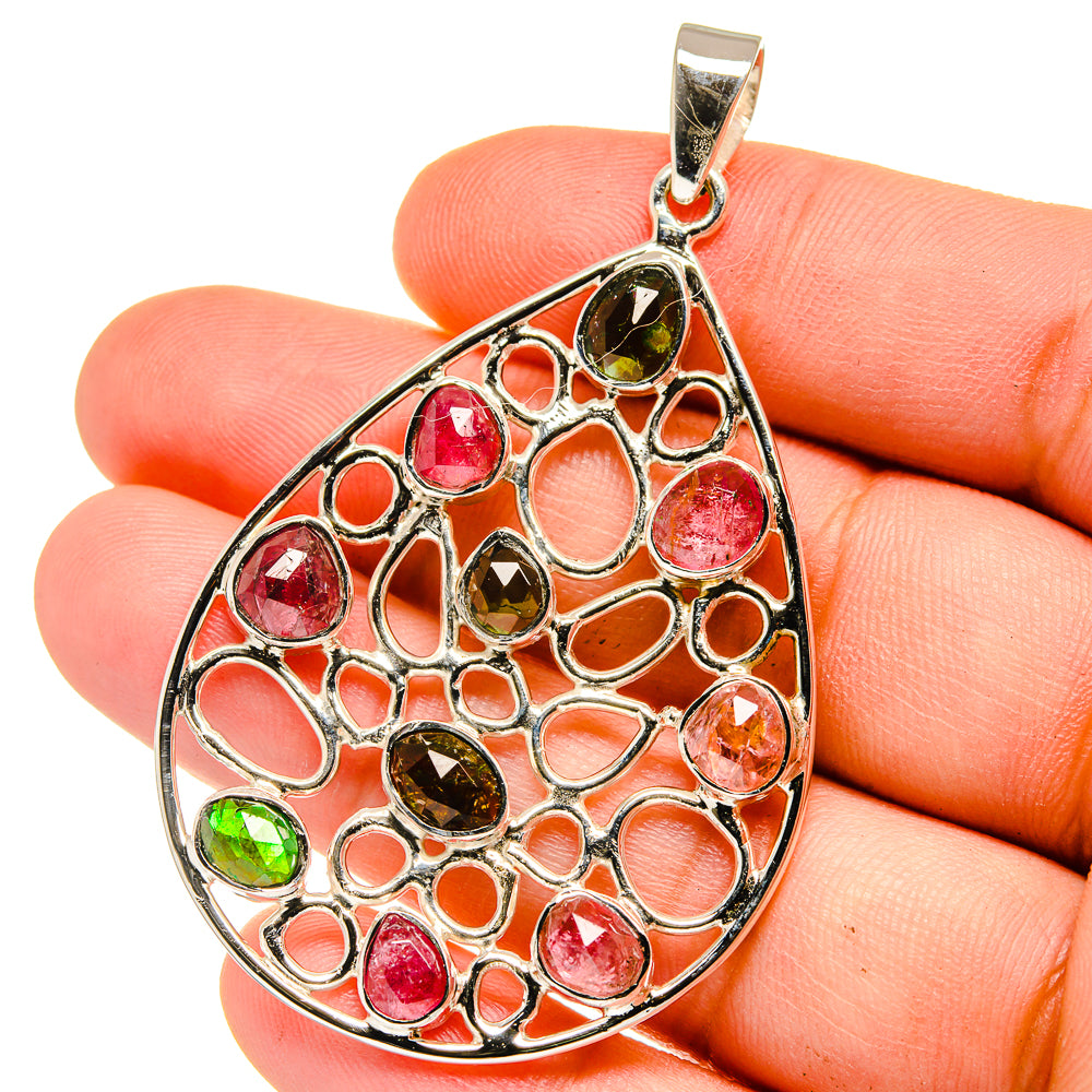 Pink Tourmaline, Green Tourmaline Pendants handcrafted by Anasilvercos - PD15391