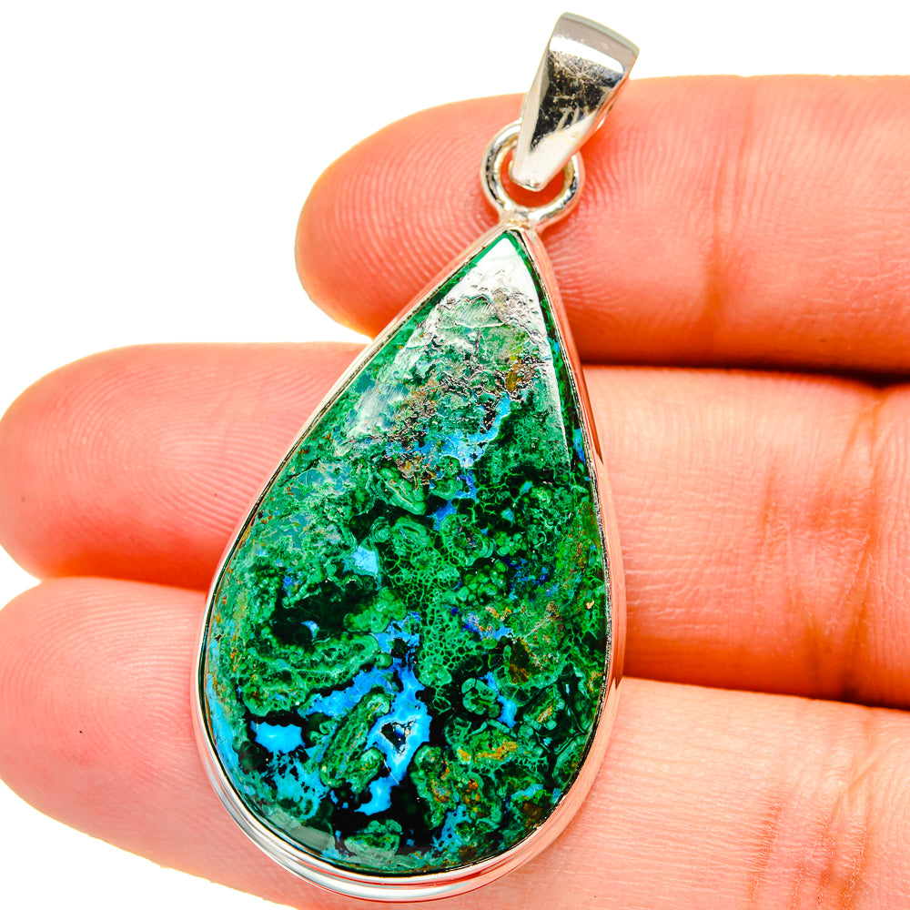 Malachite In Chrysocolla Pendants handcrafted by Anasilvercos - PD15423