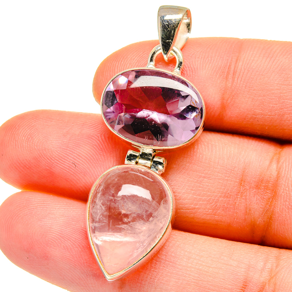 Rose Quartz Pendants handcrafted by Anasilvercos - PD15466