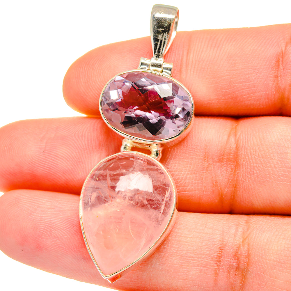Rose Quartz Pendants handcrafted by Anasilvercos - PD15471