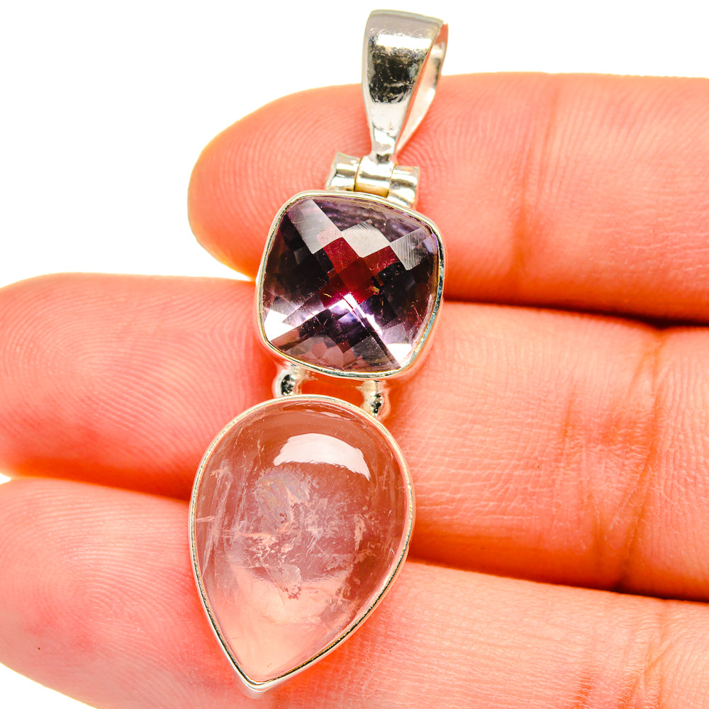 Rose Quartz Pendants handcrafted by Anasilvercos - PD15473