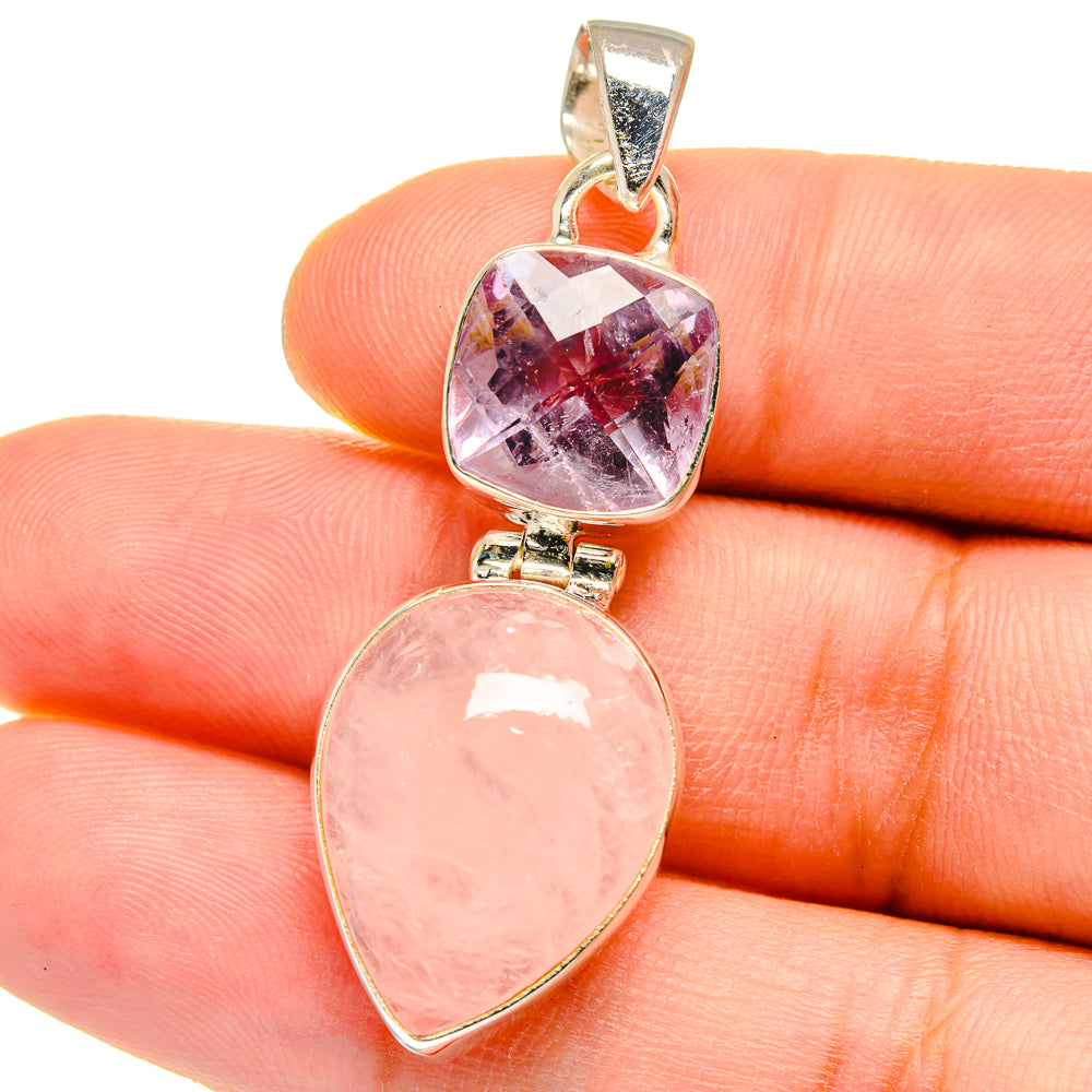 Rose Quartz Pendants handcrafted by Anasilvercos - PD15474