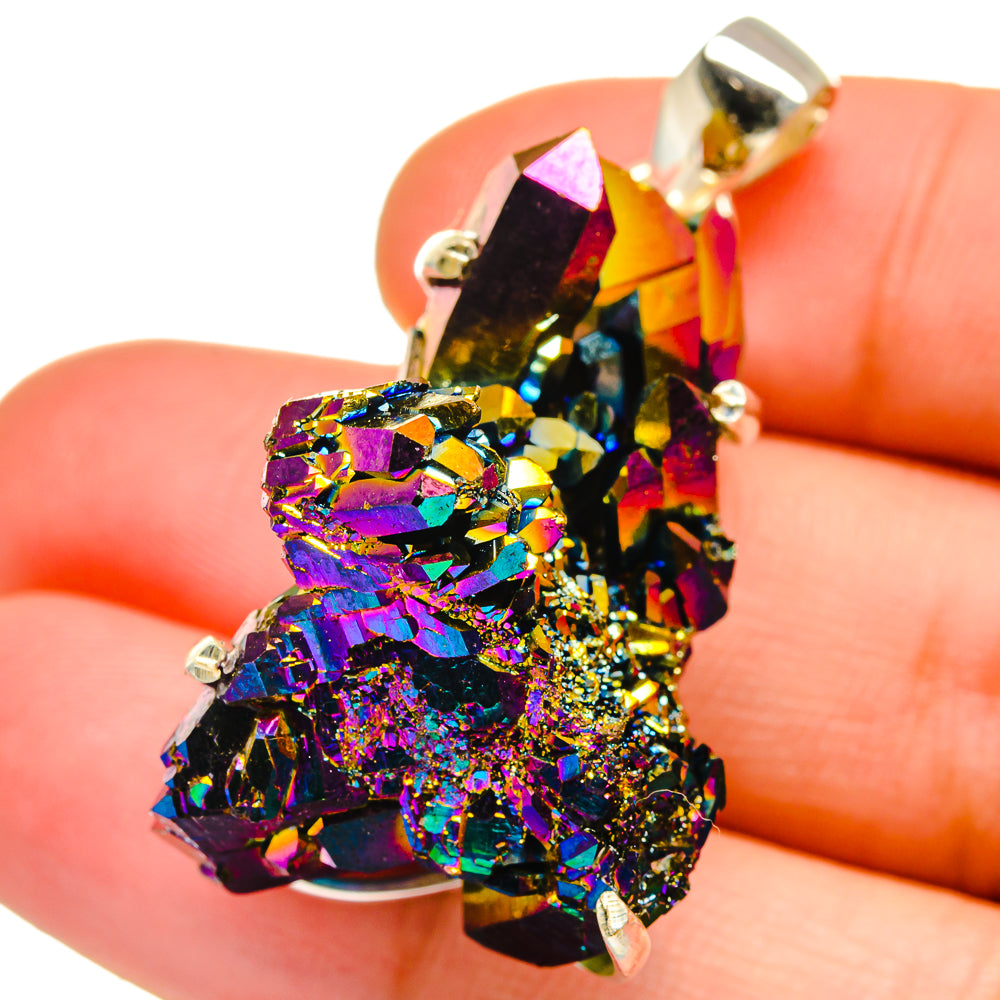 Titanium Sunshine Druzy Pendants handcrafted by Anasilvercos - PD15491