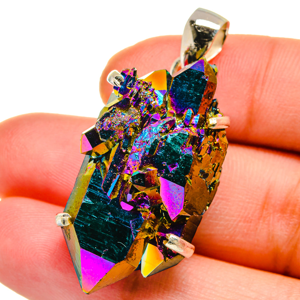 Titanium Sunshine Druzy Pendants handcrafted by Anasilvercos - PD15494