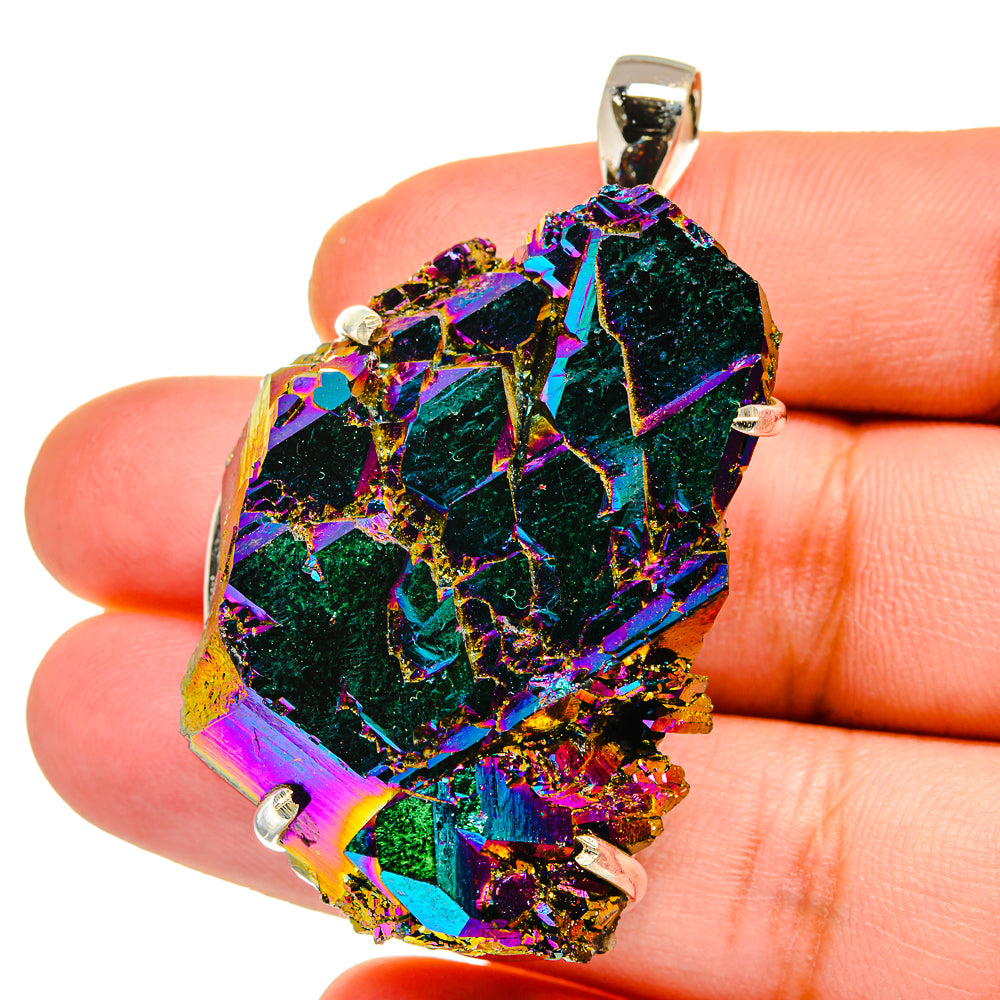 Titanium Sunshine Druzy Pendants handcrafted by Anasilvercos - PD15495
