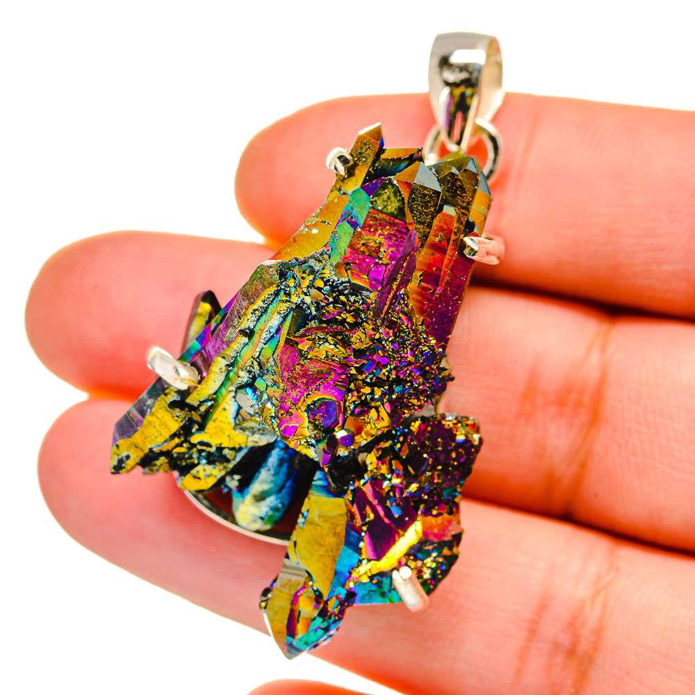 Titanium Sunshine Druzy Pendants handcrafted by Anasilvercos - PD15496