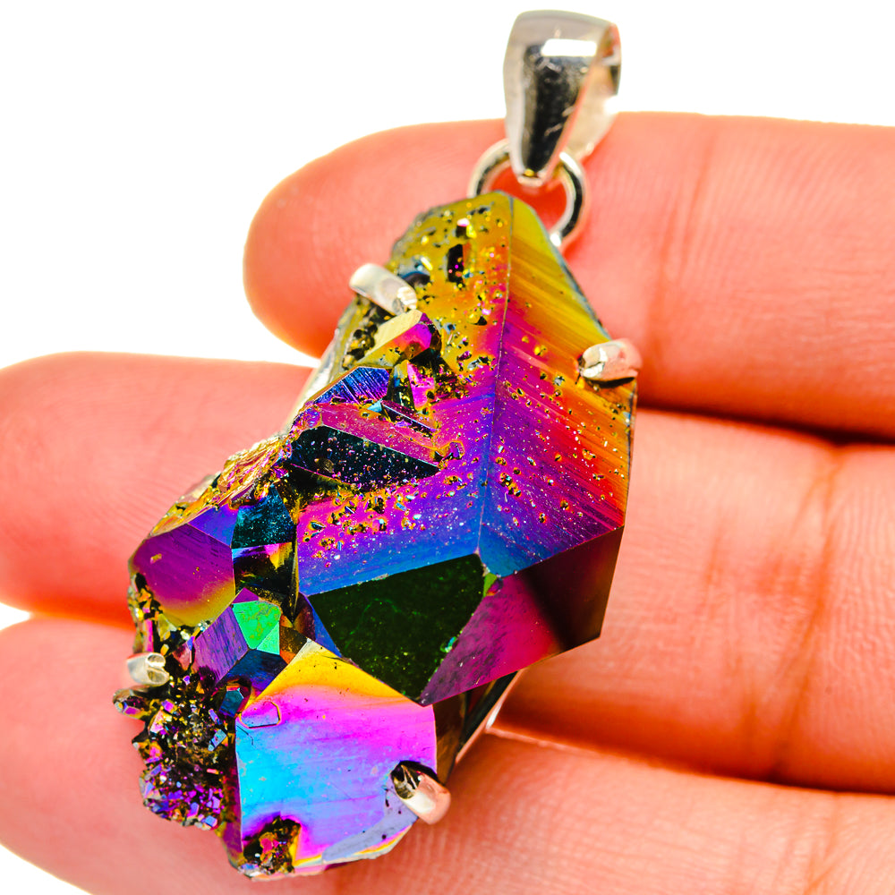 Titanium Sunshine Druzy Pendants handcrafted by Anasilvercos - PD15497