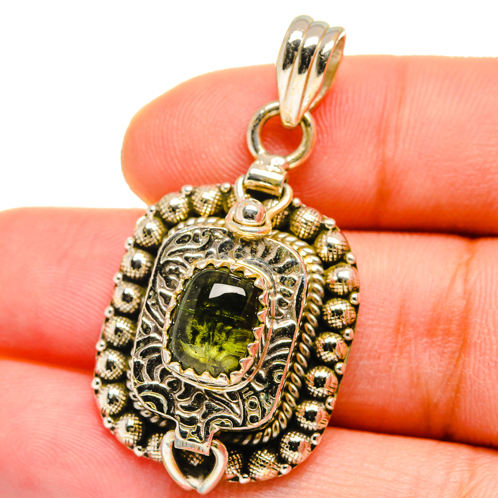 Green Tourmaline Pendants handcrafted by Anasilvercos - PD15505