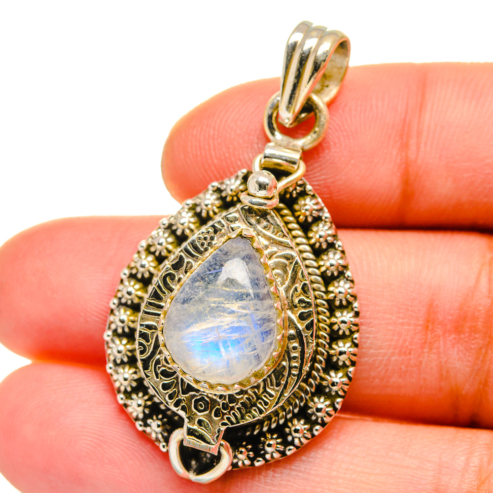 Rainbow Moonstone Pendants handcrafted by Anasilvercos - PD15516