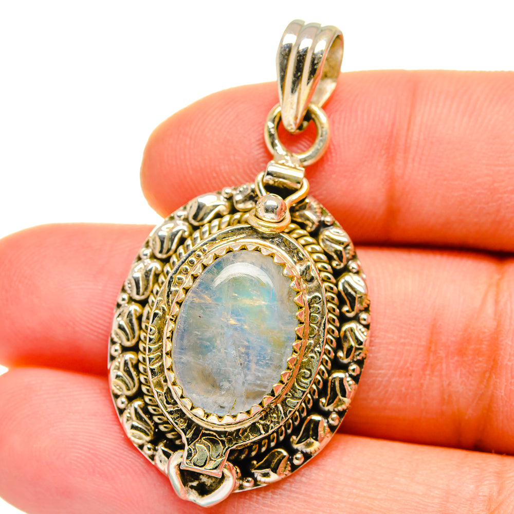 Rainbow Moonstone Pendants handcrafted by Anasilvercos - PD15519