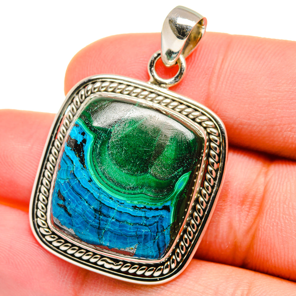 Malachite In Chrysocolla Pendants handcrafted by Anasilvercos - PD15521