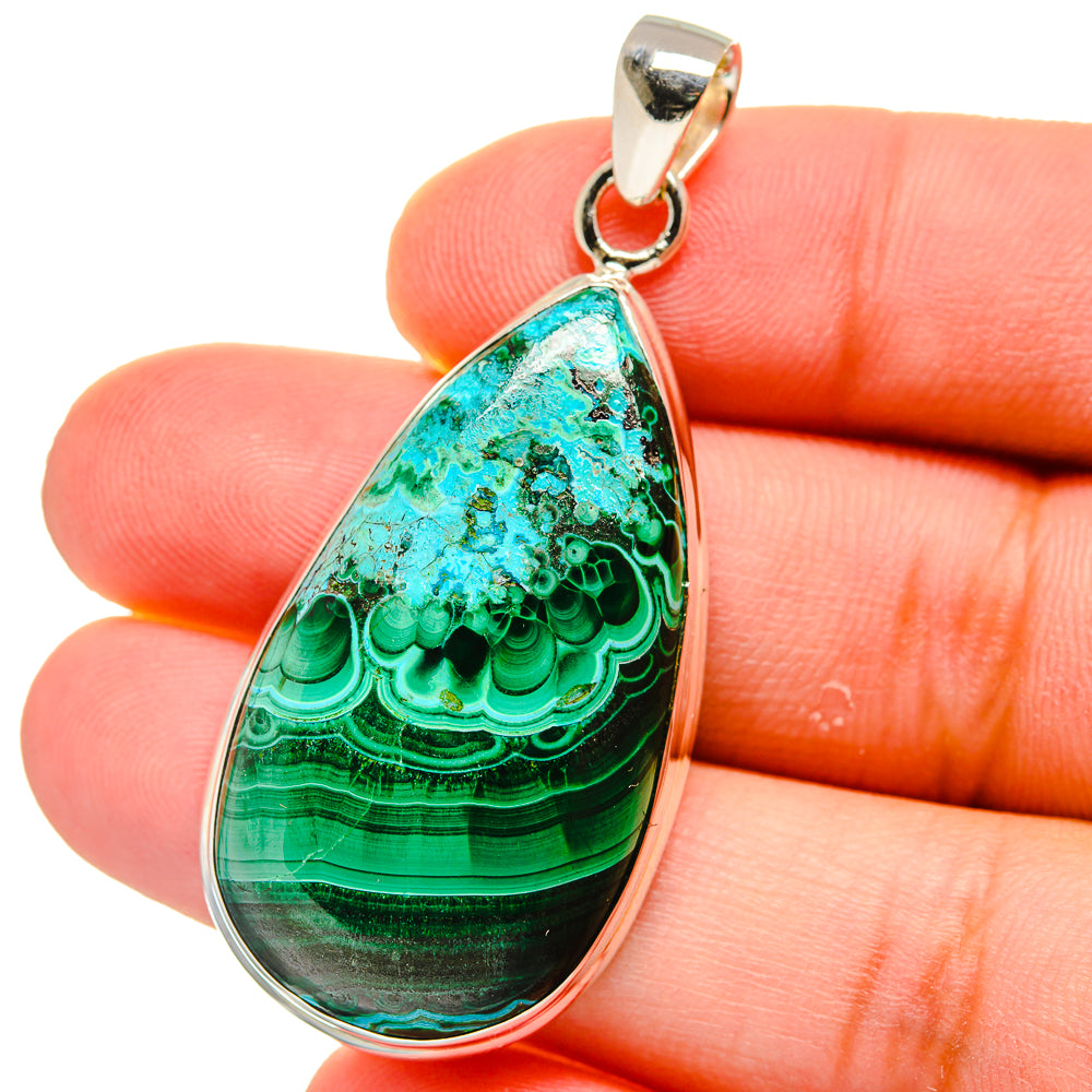 Malachite In Chrysocolla Pendants handcrafted by Anasilvercos - PD15536