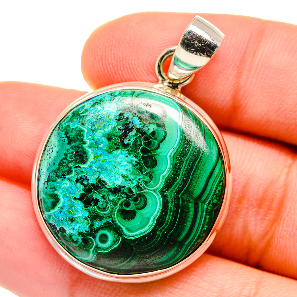 Malachite In Chrysocolla Pendants handcrafted by Anasilvercos - PD15541