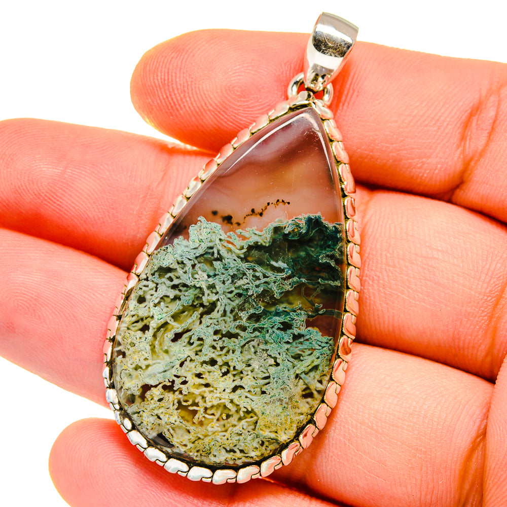 Green Moss Agate Pendants handcrafted by Anasilvercos - PD15551