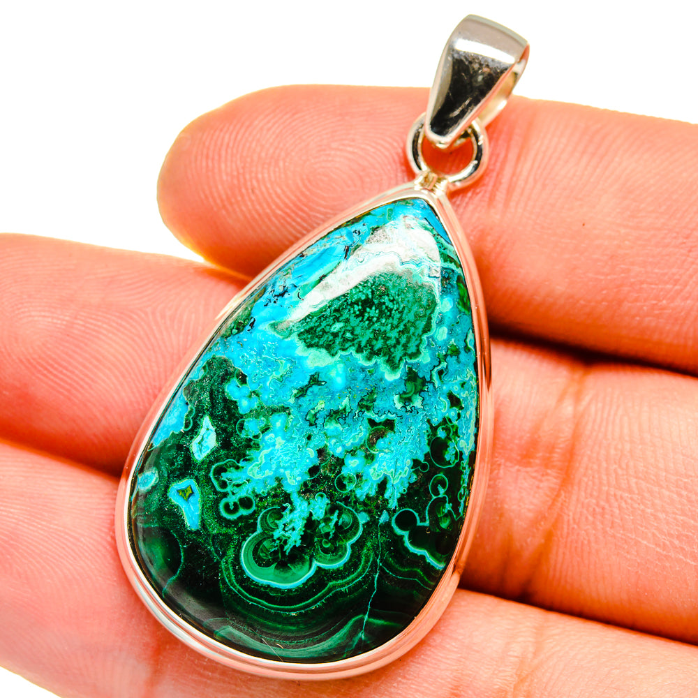 Malachite In Chrysocolla Pendants handcrafted by Anasilvercos - PD15670