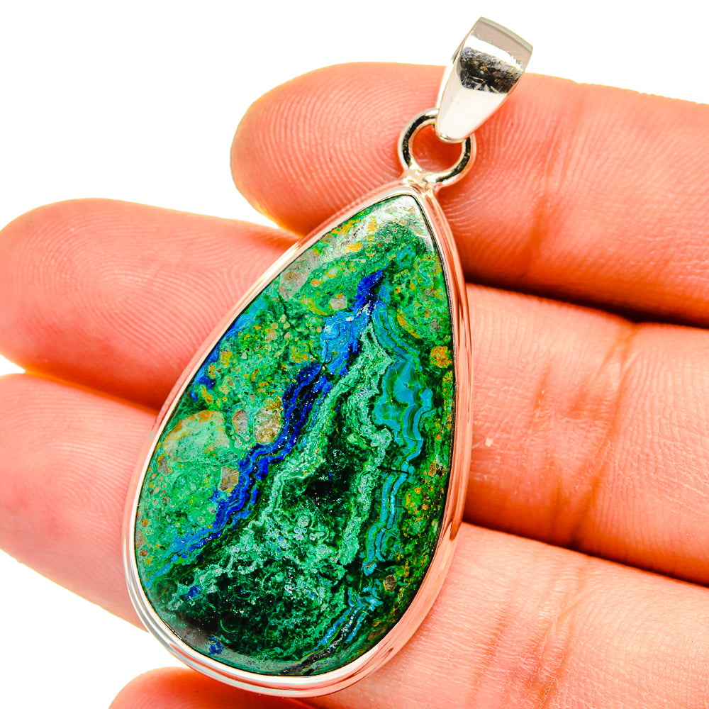 Malachite In Chrysocolla Pendants handcrafted by Anasilvercos - PD15672