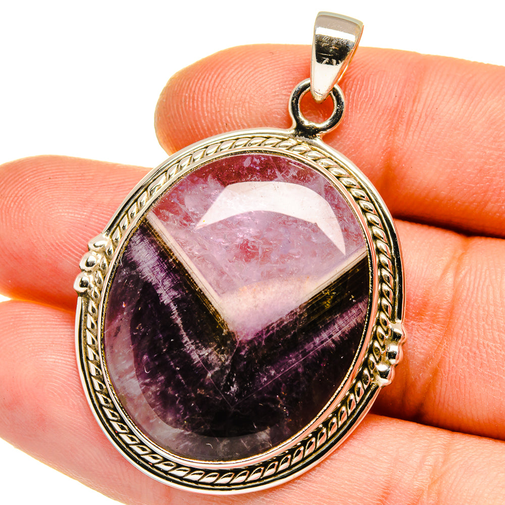 Chevron Amethyst Pendants handcrafted by Anasilvercos - PD15711
