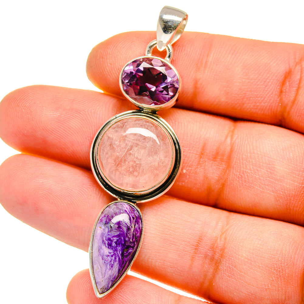 Rose Quartz Pendants handcrafted by Anasilvercos - PD15723