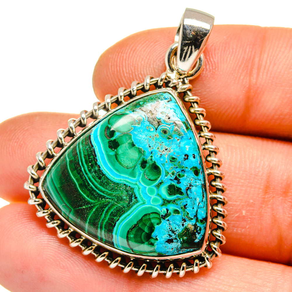 Malachite In Chrysocolla Pendants handcrafted by Anasilvercos - PD15910