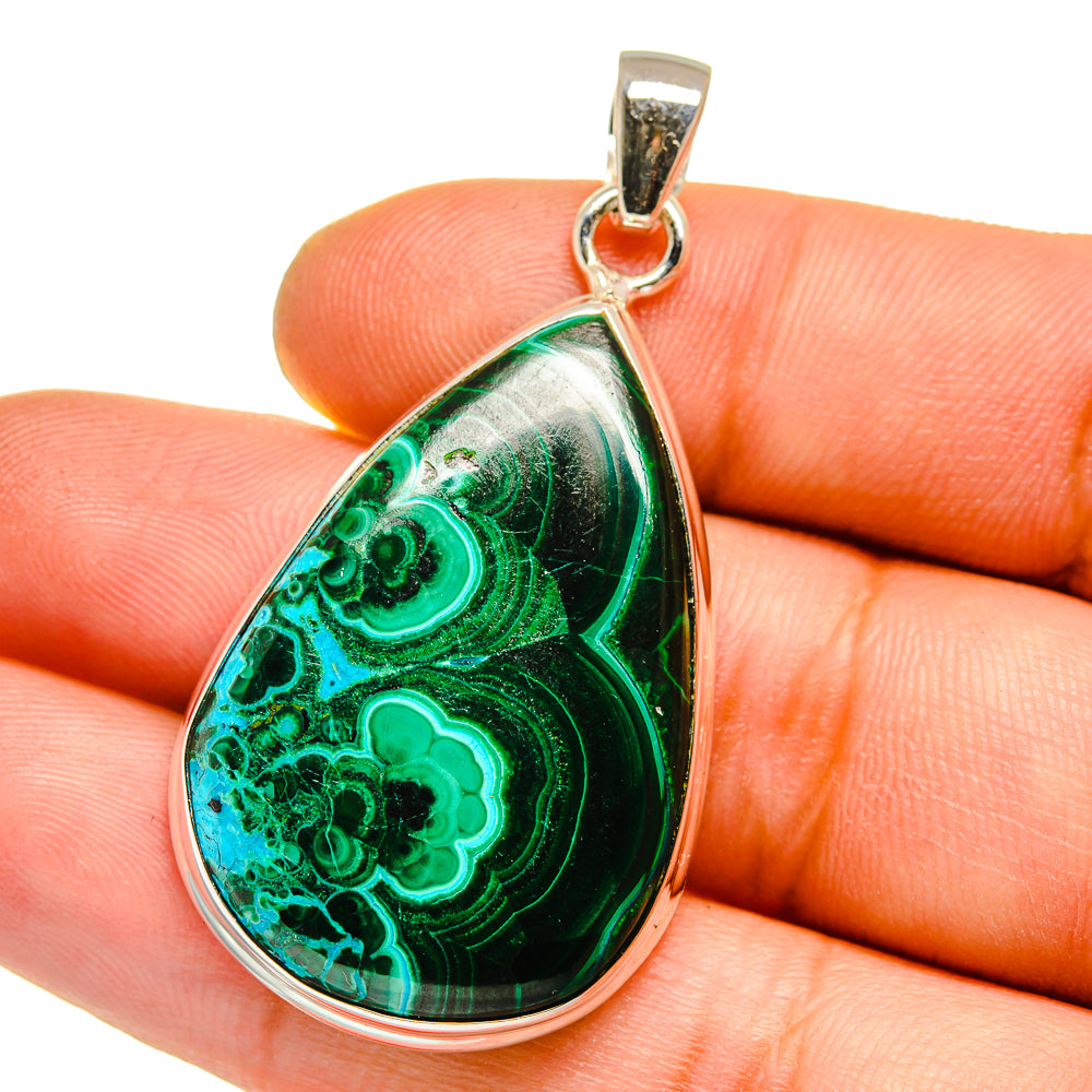 Malachite In Chrysocolla Pendants handcrafted by Anasilvercos - PD15911