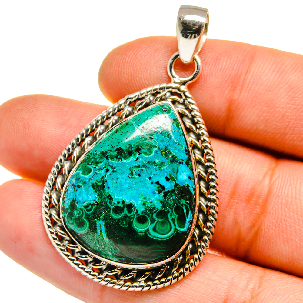 Malachite In Chrysocolla Pendants handcrafted by Anasilvercos - PD15921