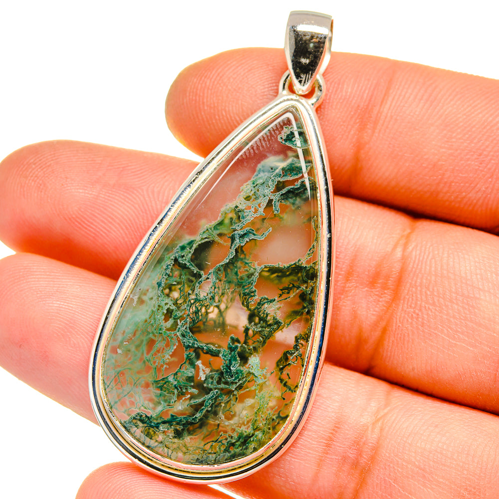 Green Moss Agate Pendants handcrafted by Anasilvercos - PD15924
