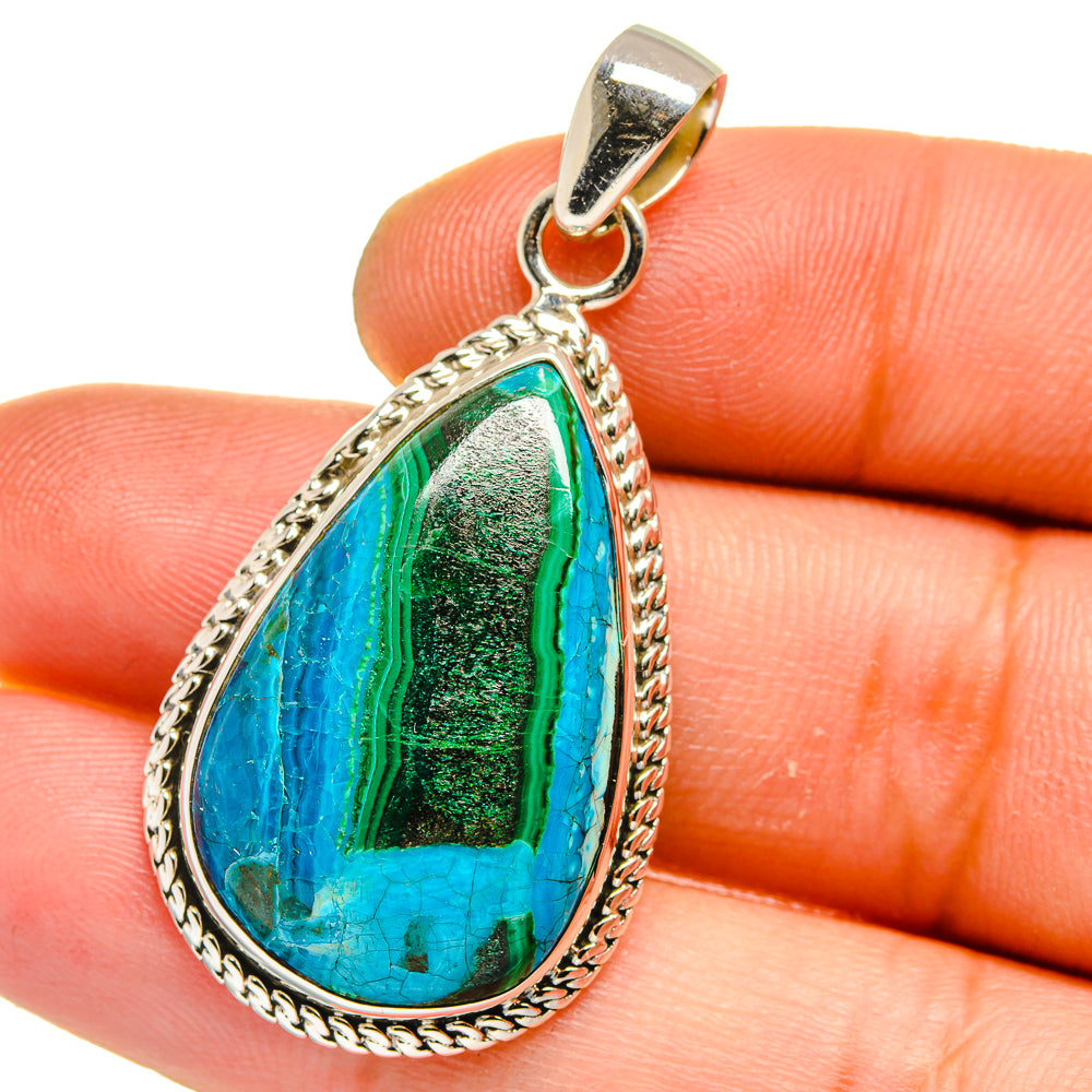 Malachite In Chrysocolla Pendants handcrafted by Anasilvercos - PD15926