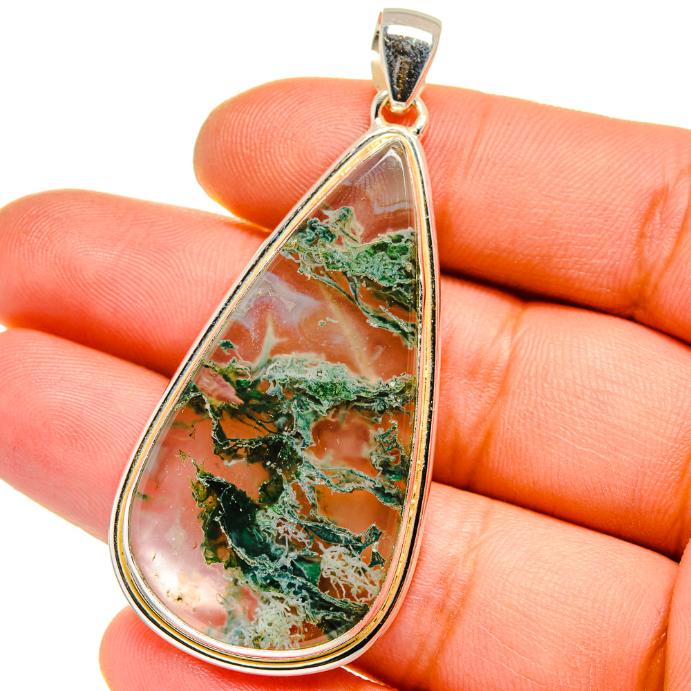 Green Moss Agate Pendants handcrafted by Anasilvercos - PD15932