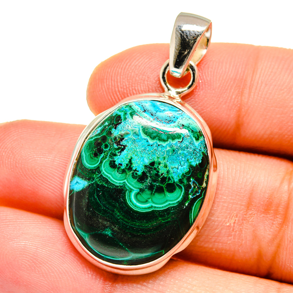 Malachite In Chrysocolla Pendants handcrafted by Anasilvercos - PD15977