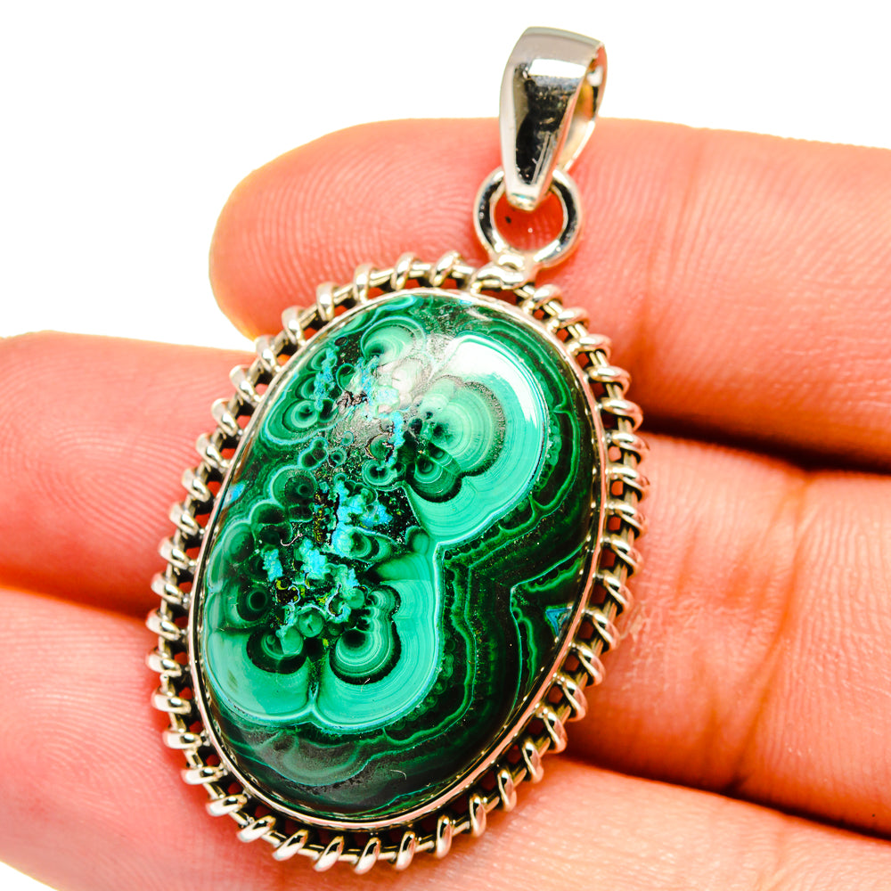 Malachite In Chrysocolla Pendants handcrafted by Anasilvercos - PD15978