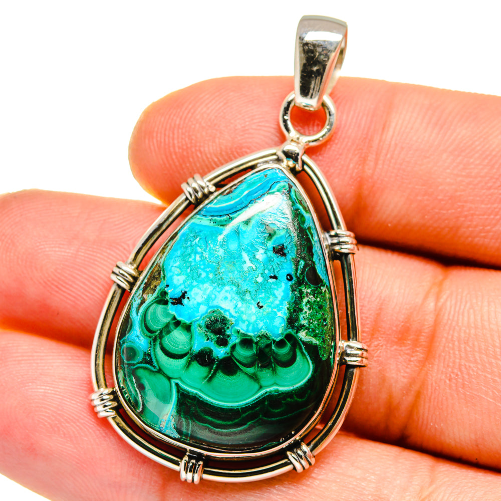 Malachite In Chrysocolla Pendants handcrafted by Anasilvercos - PD15983
