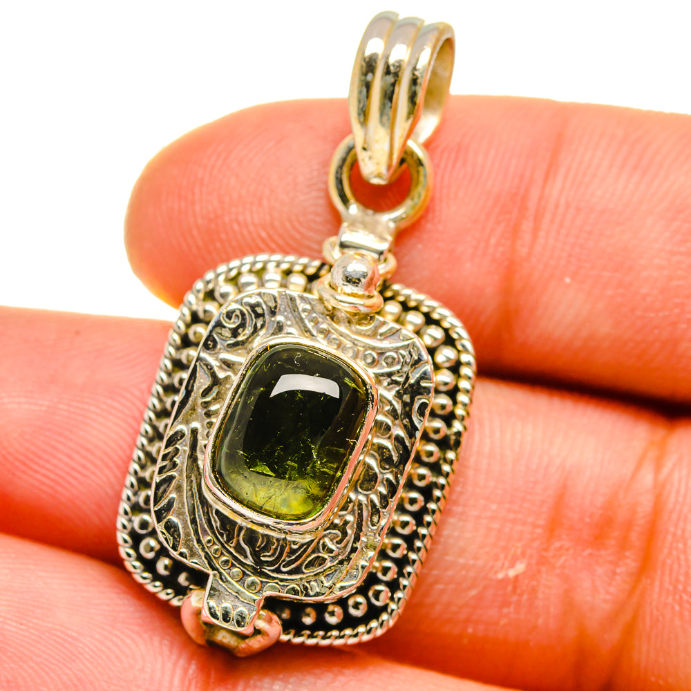 Green Tourmaline Pendants handcrafted by Anasilvercos - PD16007