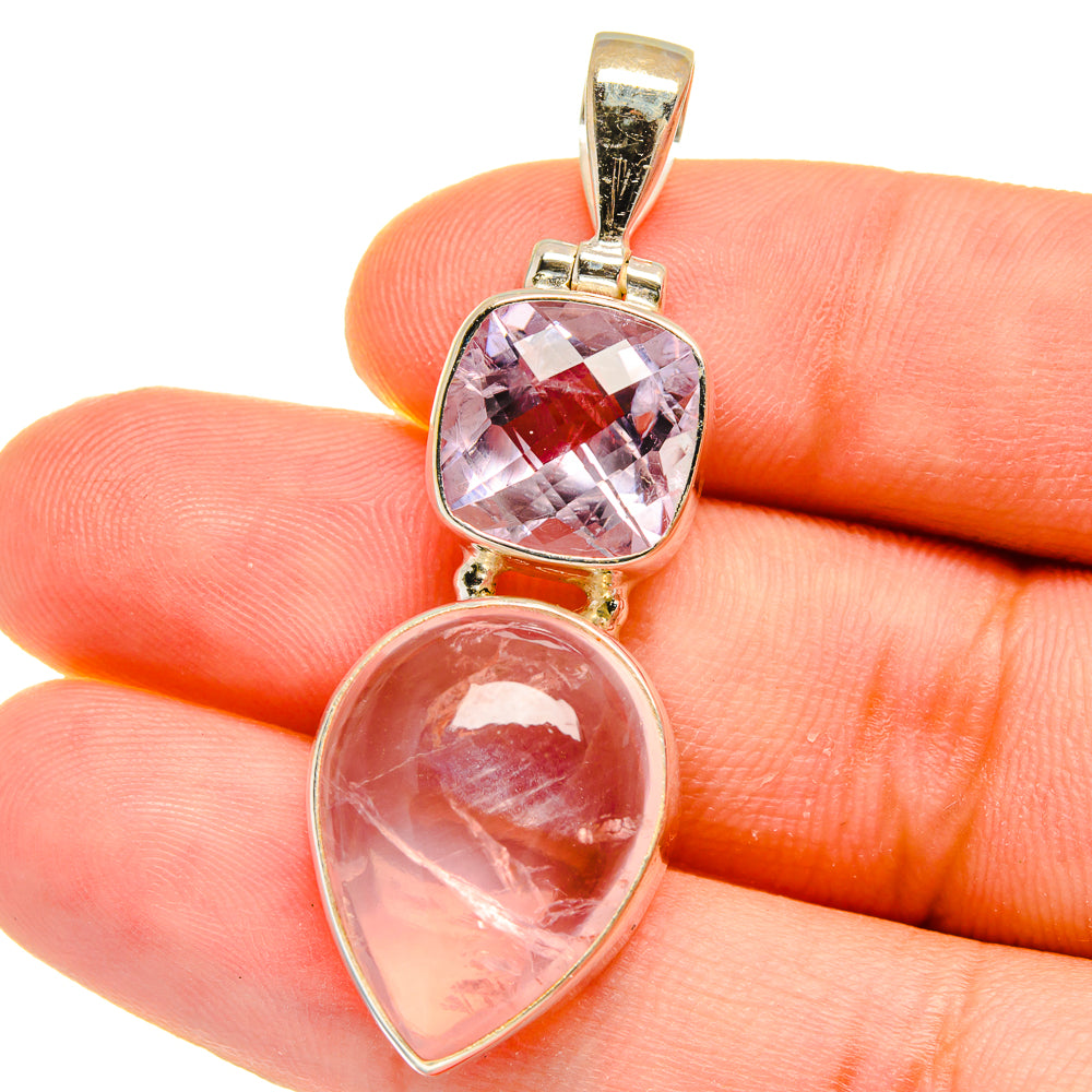 Rose Quartz Pendants handcrafted by Anasilvercos - PD16056