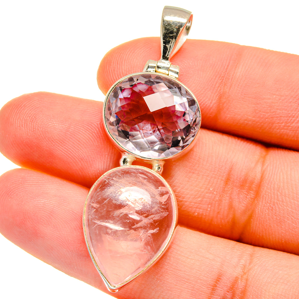 Rose Quartz Pendants handcrafted by Anasilvercos - PD16057