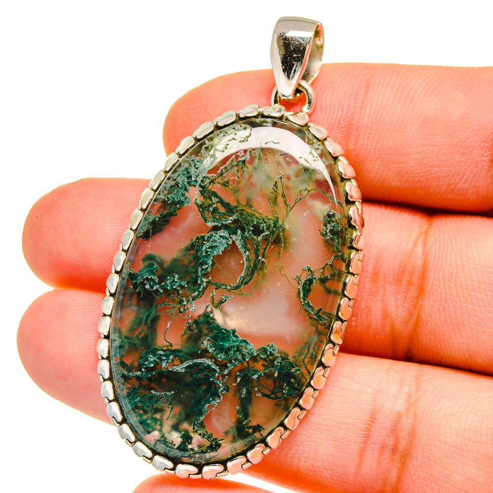 Green Moss Agate Pendants handcrafted by Anasilvercos - PD16096