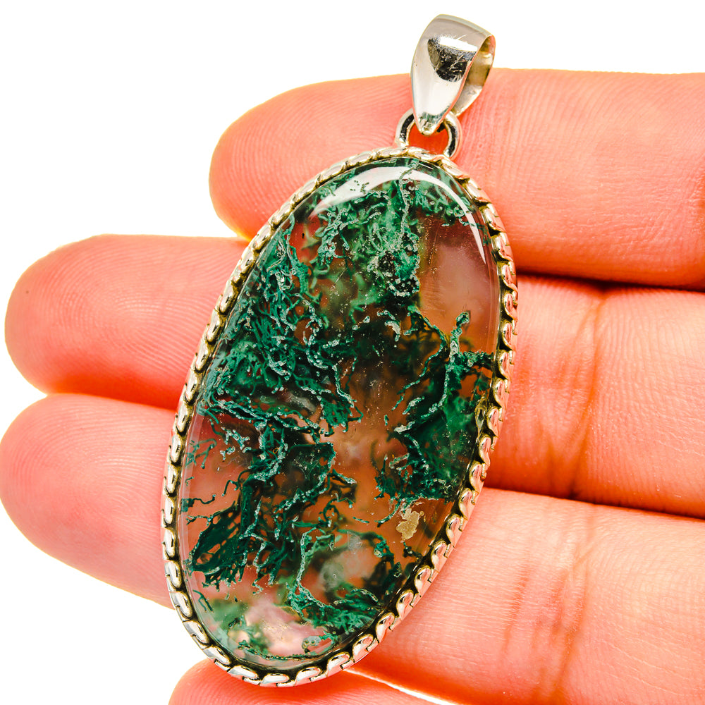 Green Moss Agate Pendants handcrafted by Anasilvercos - PD16097