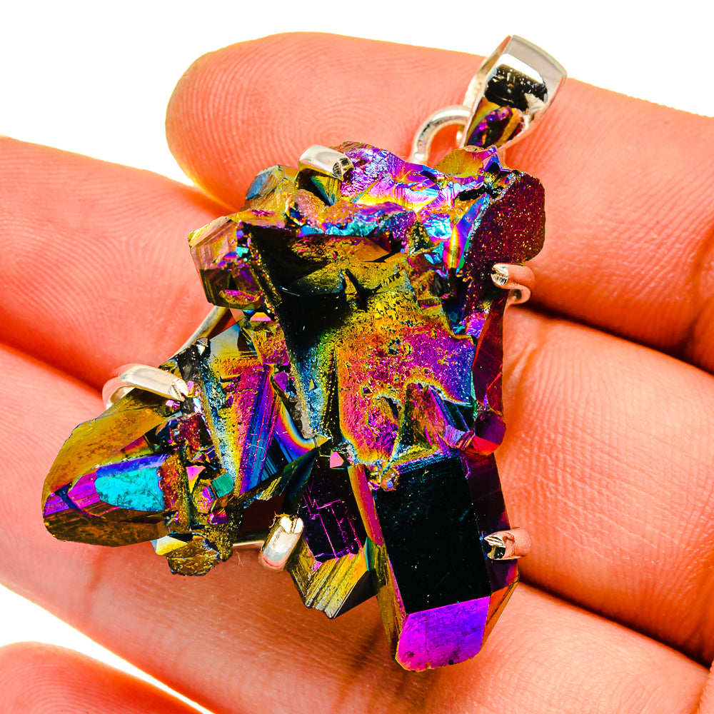 Titanium Sunshine Druzy Pendants handcrafted by Anasilvercos - PD16152