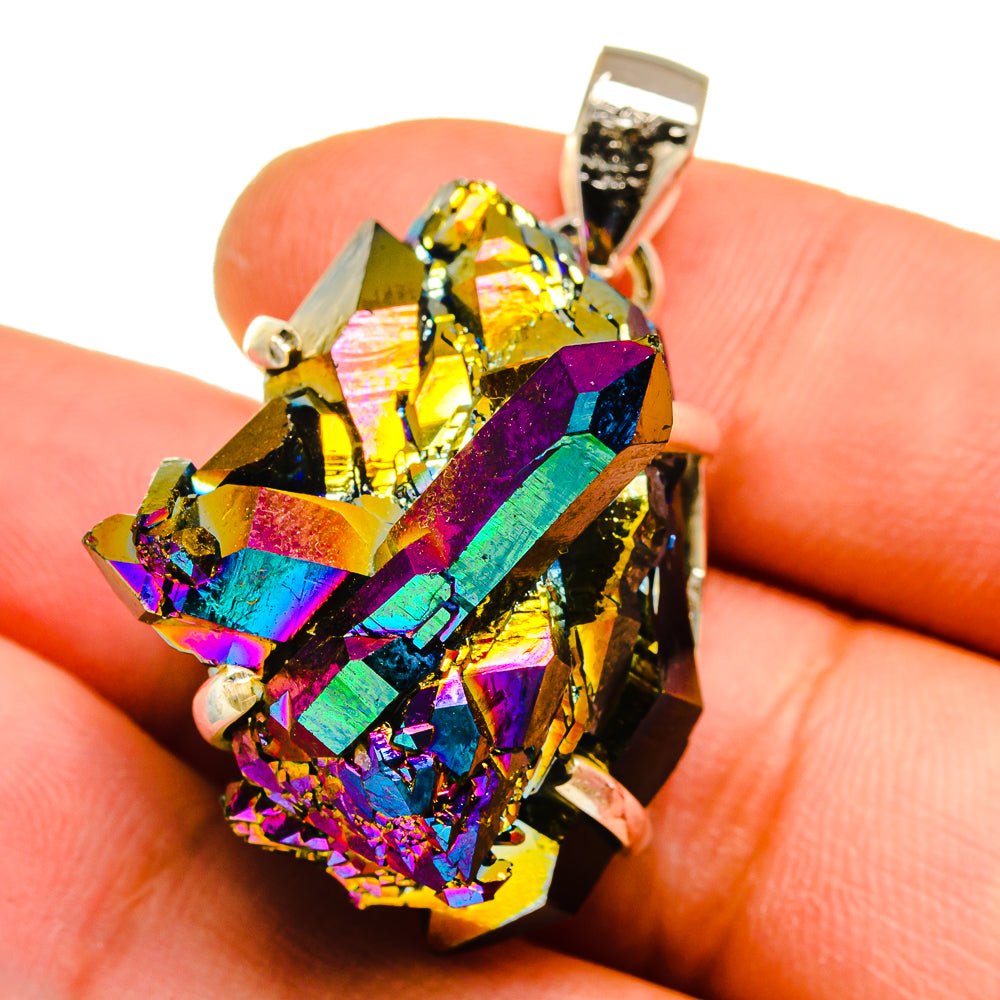 Titanium Sunshine Druzy Pendants handcrafted by Anasilvercos - PD16155