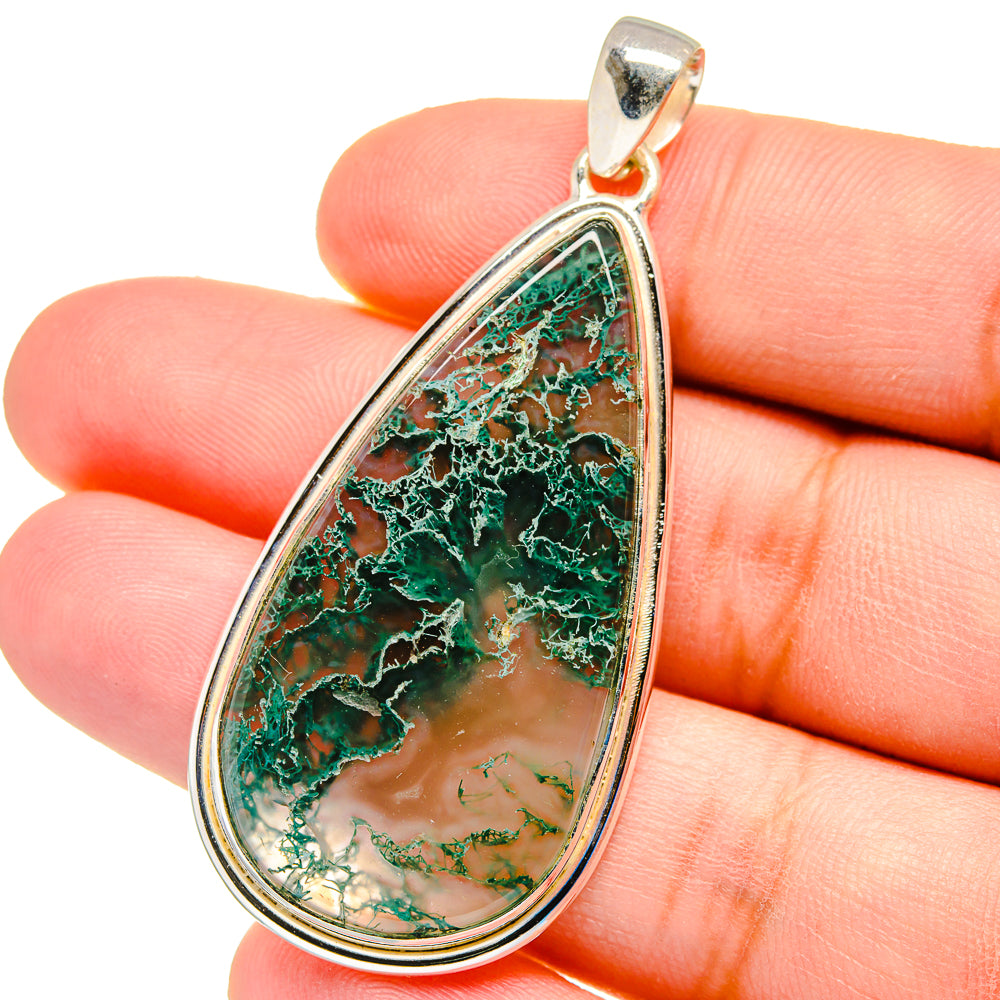Green Moss Agate Pendants handcrafted by Anasilvercos - PD16199