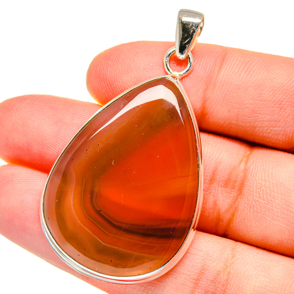 Orange Botswana Agate Pendants handcrafted by Anasilvercos - PD16237