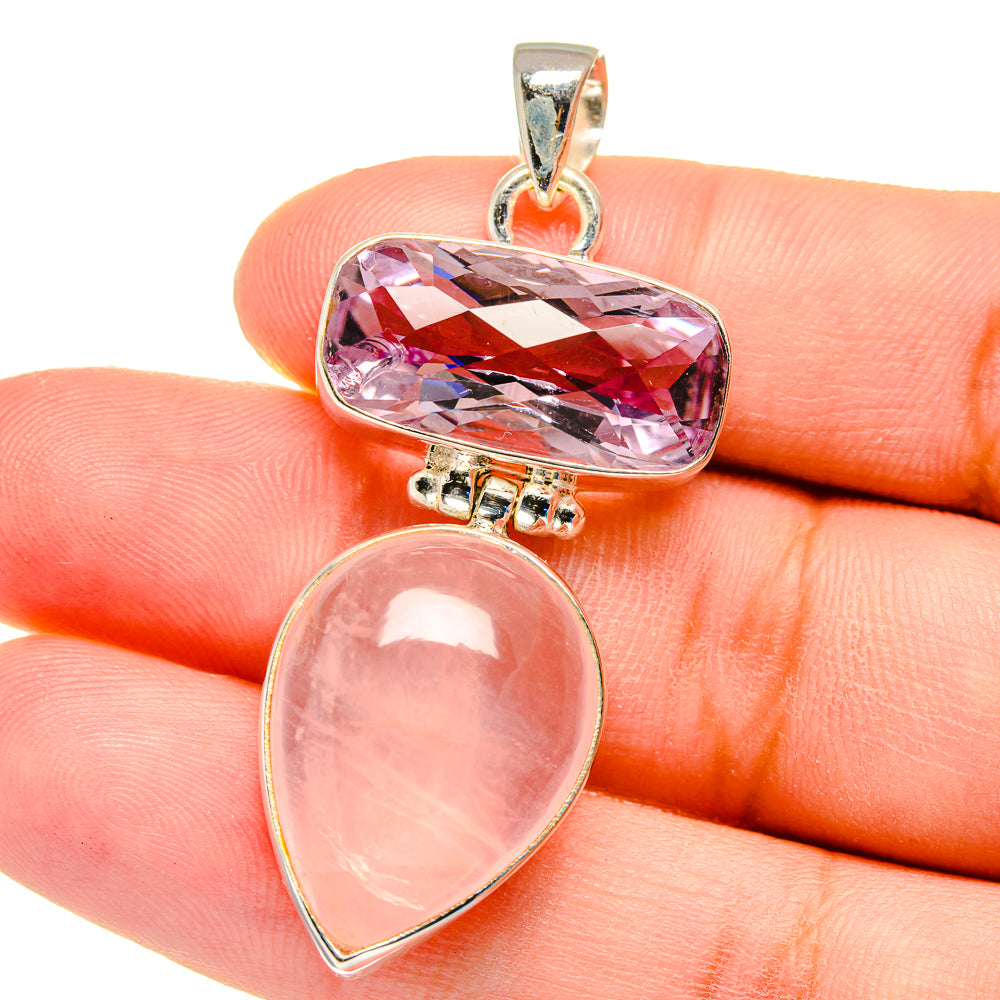 Rose Quartz Pendants handcrafted by Anasilvercos - PD16248