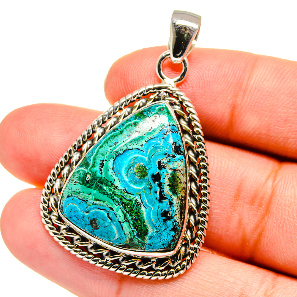 Malachite In Chrysocolla Pendants handcrafted by Anasilvercos - PD16285