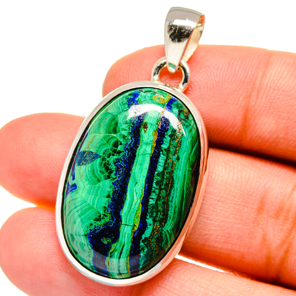 Malachite In Chrysocolla Pendants handcrafted by Anasilvercos - PD16302