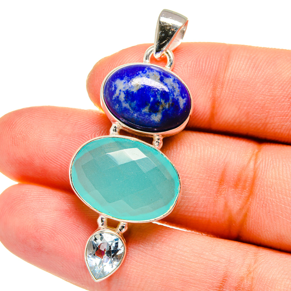 Aqua Chalcedony Pendants handcrafted by Anasilvercos - PD16362