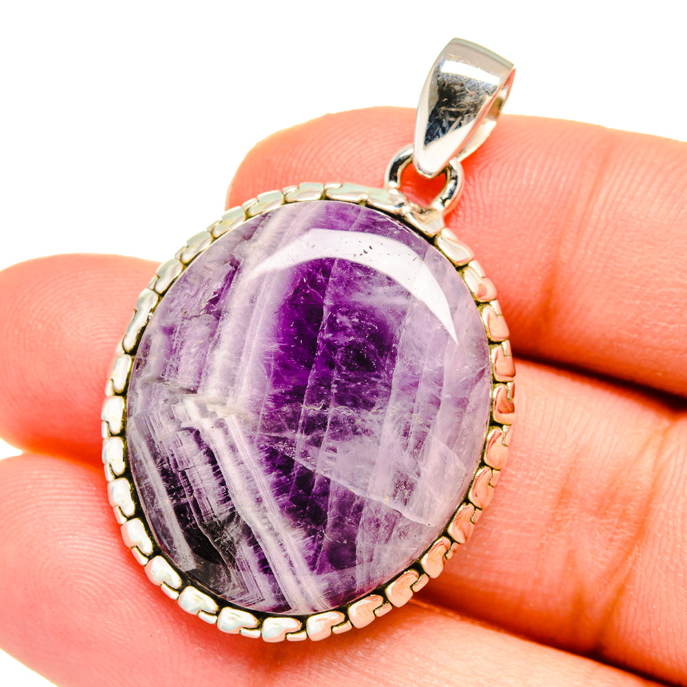 Chevron Amethyst Pendants handcrafted by Anasilvercos - PD16415
