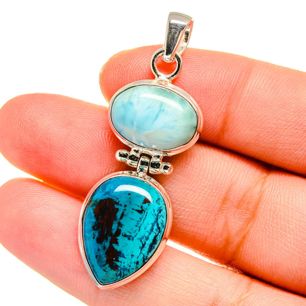 Shattuckite, Larimar Pendants handcrafted by Anasilvercos - PD16417
