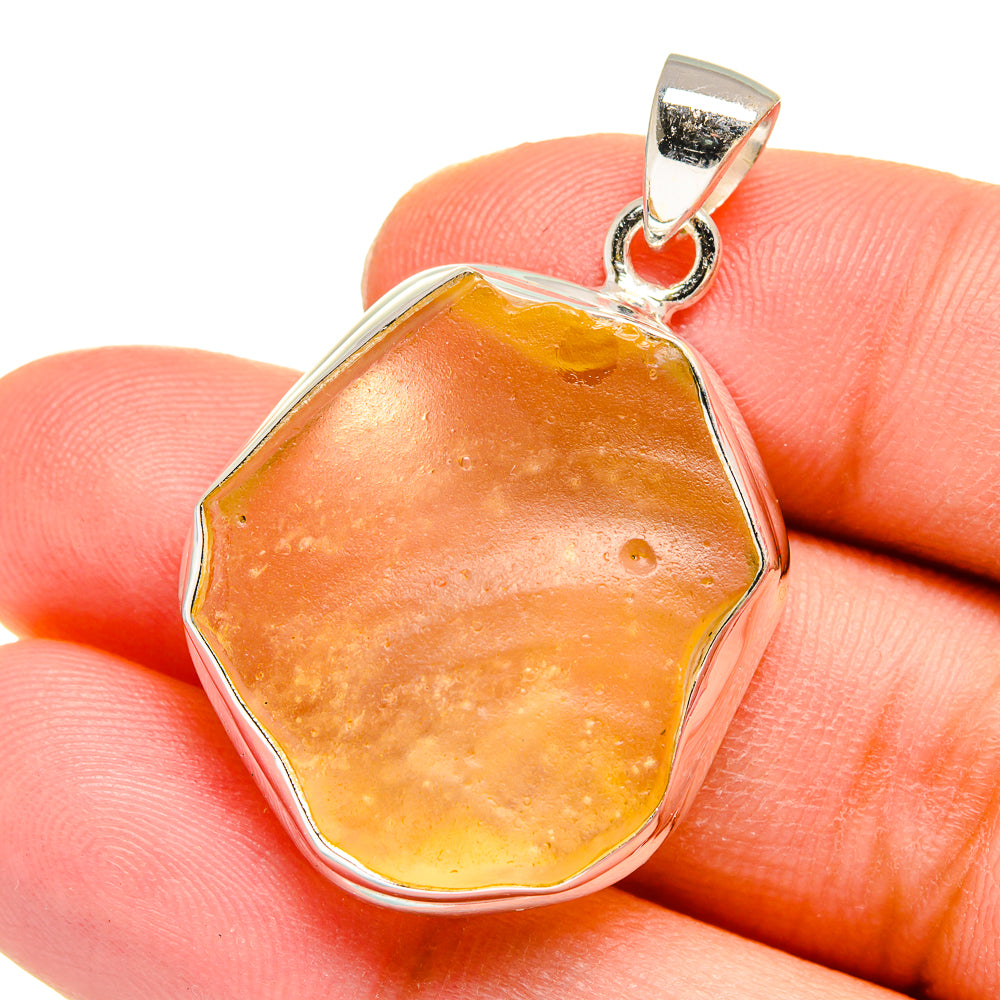 Libyan Desert Glass Pendants handcrafted by Anasilvercos - PD16423