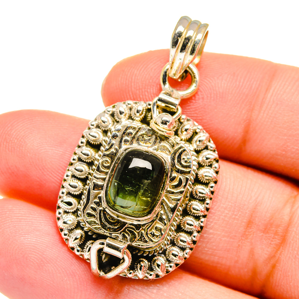 Green Tourmaline Pendants handcrafted by Anasilvercos - PD16428